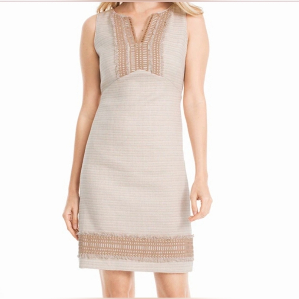 NWT White House Black Market Beige Sleeveless Suit Dress - Picture 9 of 11